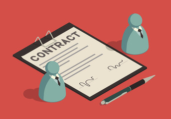 Isometric concept with signed contract