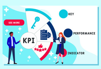 Vector website design template . KPI - key performance indicators    acronym, business concept. illustration for website banner, marketing materials, business presentation, online advertising. 