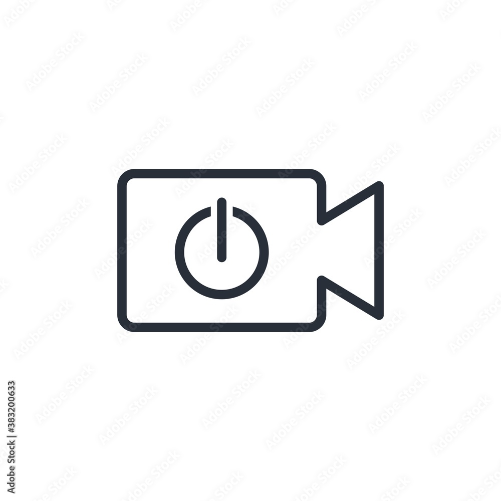 Poster power button and video streaming.vector linear icon isolated on white background.