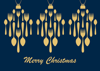 Christmas dinner, template for a poster or menu. New year's decoration. Vector illustration.