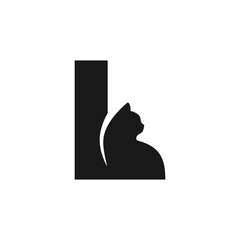L Letter Cat Logo Design Template Inspiration, Vector.