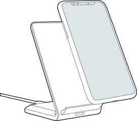 Professional Charging Dock for Phone Vector / Line Drawing. Icon, Logo, Design, Element