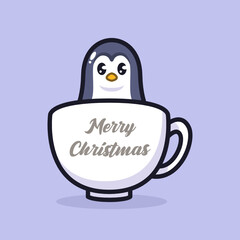 Christmas penguin mascot logo design illustration