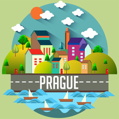Prague - Flat design city vector illustration
