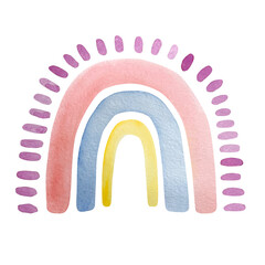 Watercolor hand painted cute rainbow