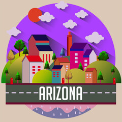 Fototapeta premium Arizona - Flat design city vector illustration