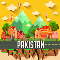 Pakistan - Flat design city vector illustration