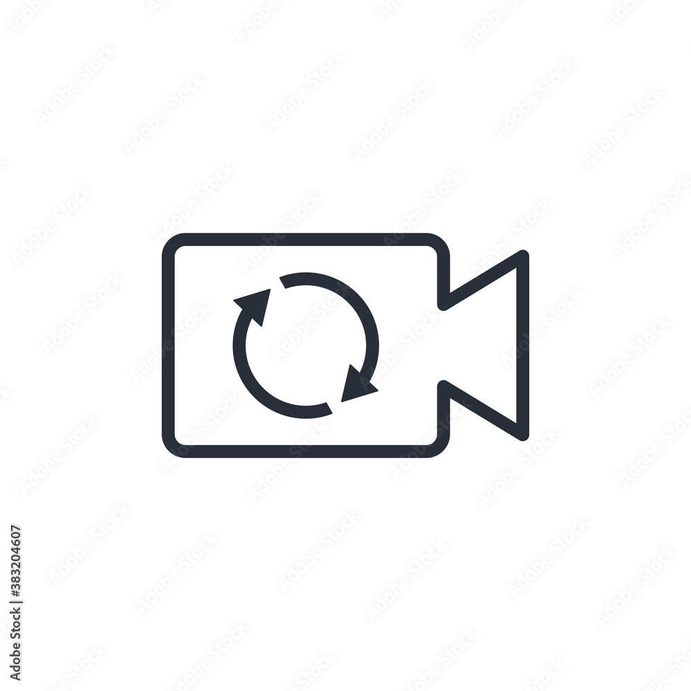 Poster video streaming and arrow renewal.vector linear icon isolated on white background.