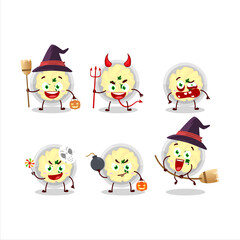 Halloween expression emoticons with cartoon character of mashed potatoes