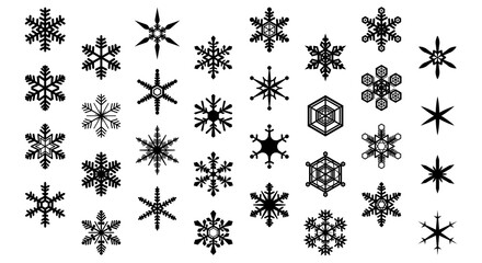 雪の結晶のアイコンセット（シルエット）