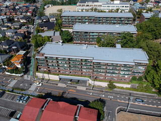 ドローンで空撮した日本の住宅地の風景