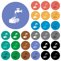 Hand washing round flat multi colored icons
