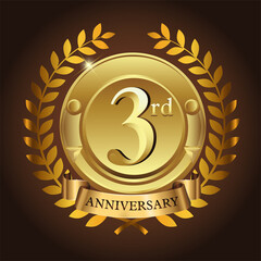 3rd golden anniversary wreath ribbon logo