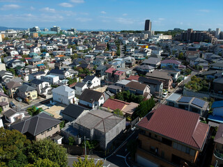 Obraz premium ドローンで空撮した名古屋の町並みの風景