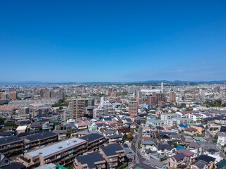 Fototapeta na wymiar ドローンで空撮した名古屋の住宅地の風景