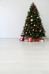 Christmas tree with gifts new year pine decor