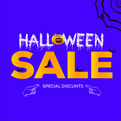 Halloween Sale special offer banner template with hand drawn lettering for holiday shopping. Limited time only. Vector illustration.
