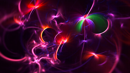 3D rendering abstract multicolor fractal light background