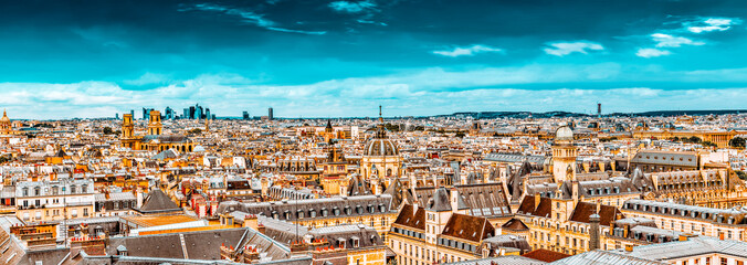Beautiful panoramic view of Paris from the roof of the Pantheon.