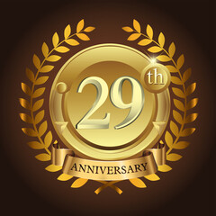 29th golden anniversary wreath ribbon logo