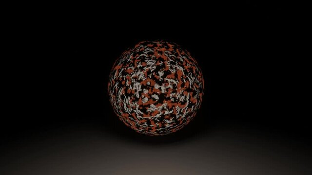 4K video animation of a 3d render dark and light shade of colorful transparent sphere or circle rotating on the floor, isolated on black background.