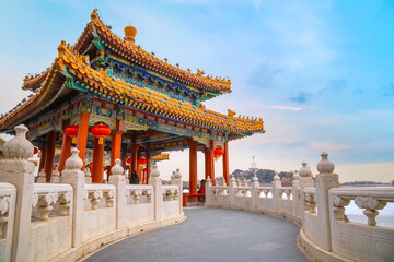 The Five-Dragon Pavilions at the north west of Beihai Park in Beijing, China