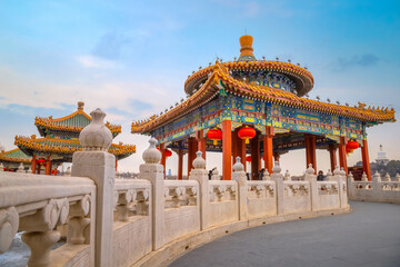 Fototapeta premium The Five-Dragon Pavilions at the north west of Beihai Park in Beijing, China