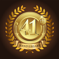 41st golden anniversary wreath ribbon logo