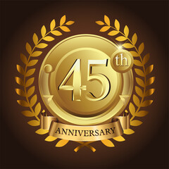 45th golden anniversary wreath ribbon logo