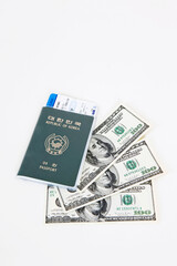 Fototapeta na wymiar South Korea passport and dollars