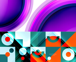 Set of trendy geometric patterns. Abstract backgrounds for covers, banners, flyers and posters and other templates
