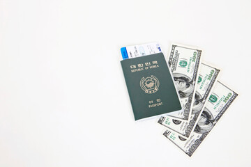 South Korea passport and dollars