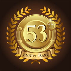 53rd golden anniversary wreath ribbon logo