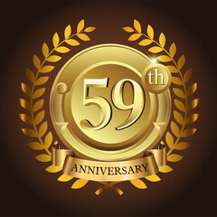 59th golden anniversary wreath ribbon logo