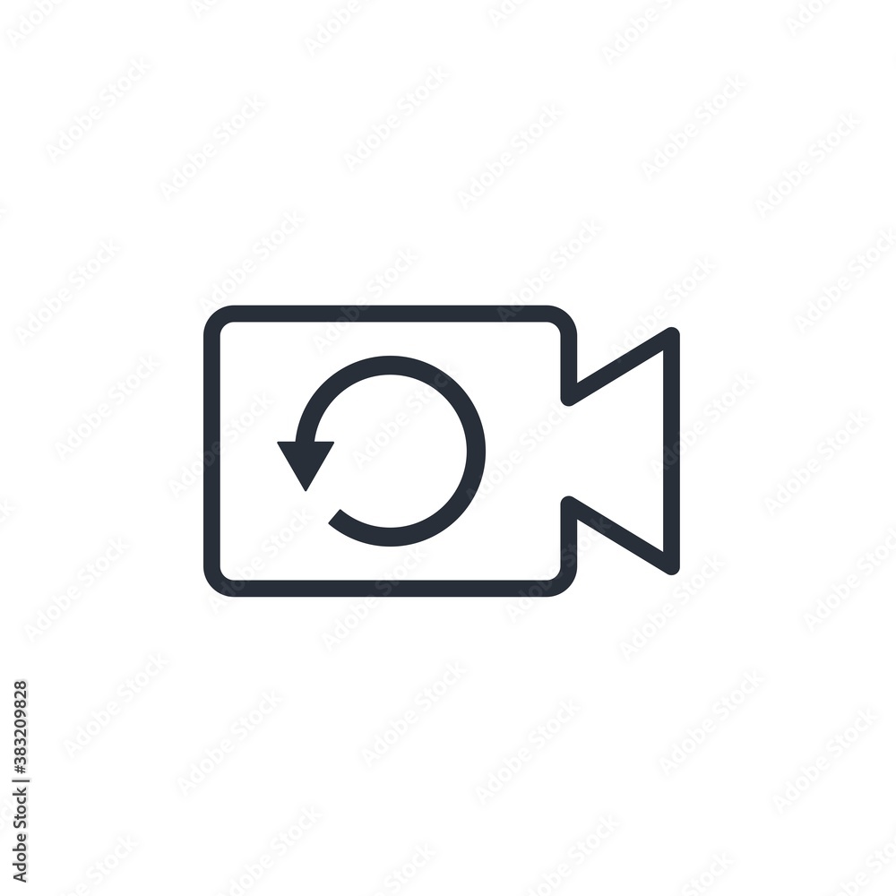 Poster return arrow and video streaming .vector linear icon isolated on white background.