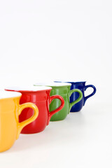 row of colorful cups