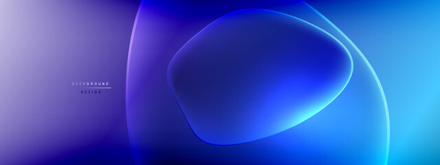 Vector abstract background - liquid bubble shapes on fluid gradient with shadows and light effects. Shiny design template for text