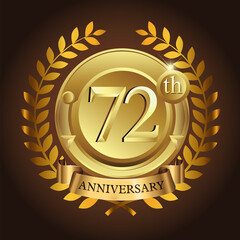 72nd golden anniversary wreath ribbon logo