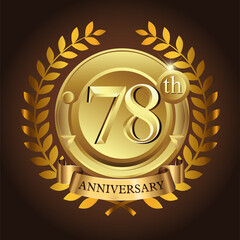 78th golden anniversary wreath ribbon logo