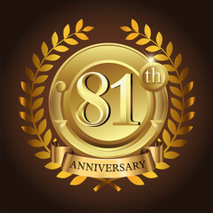 81st golden anniversary wreath ribbon logo