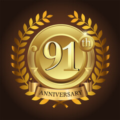 91st golden anniversary wreath ribbon logo