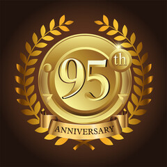 95th golden anniversary wreath ribbon logo