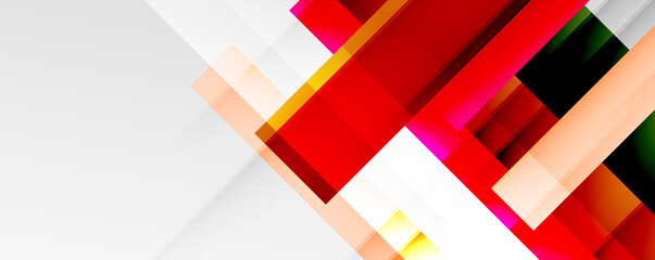 Geometric abstract backgrounds with shadow lines, modern forms, rectangles, squares and fluid gradients. Bright colorful stripes cool backdrops