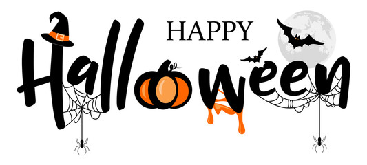 Happy halloween lettering logo illustration vector isolated