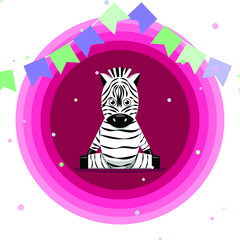 Zebra sitting in the midst of a party