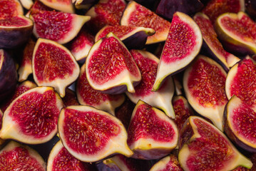 Tasty figs background. Top view.