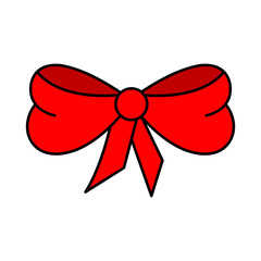 Red bow on white background. Vector illustration for your festive design.