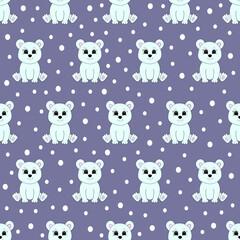 Cute cartoon polar bear. Vector illustration for children. Seamless pattern.