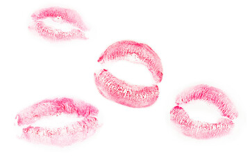 Woman kiss isolated on white background.