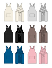 Apron vector template illustration set ((front/back)